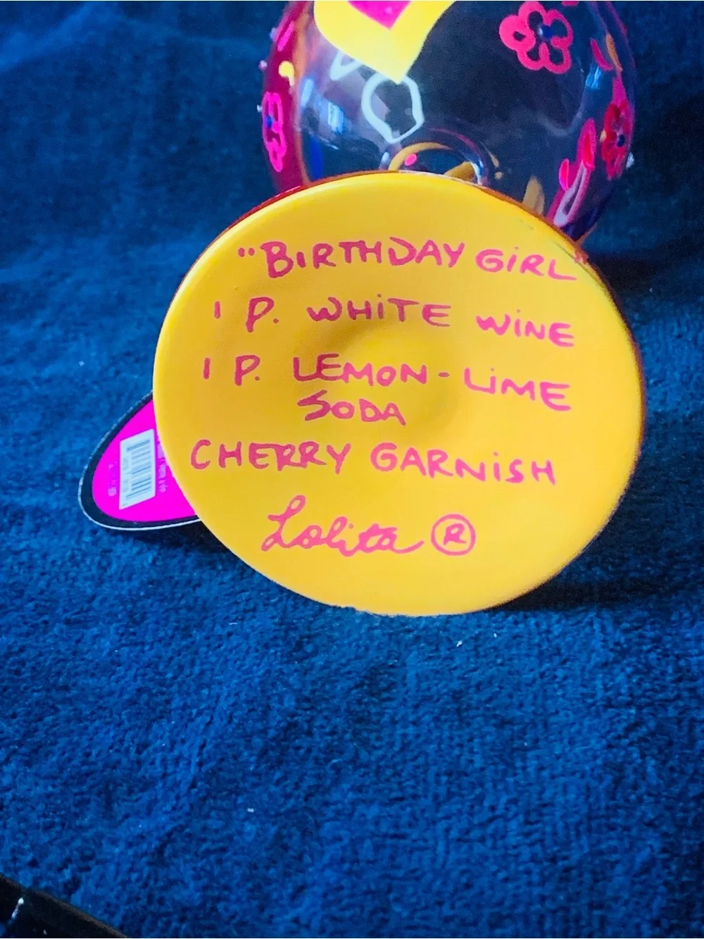 Lolita Pink Birthday Girl Wine Glass.